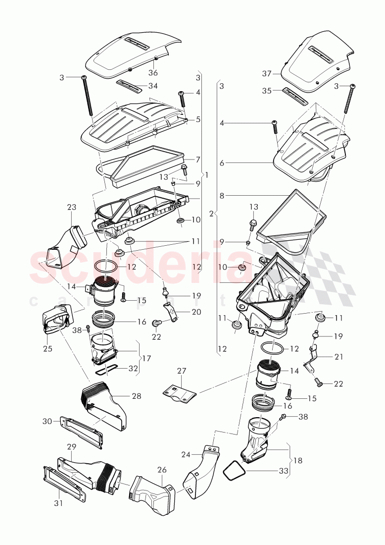 air cleaner with connecting, parts, mass air flow sensor of Bentley Bentley Continental Supersports (2017+)