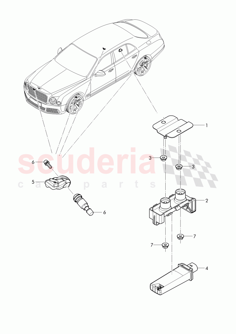 Tire pressure control system, D - MJ 2017>> of Bentley Bentley Mulsanne (2010+)