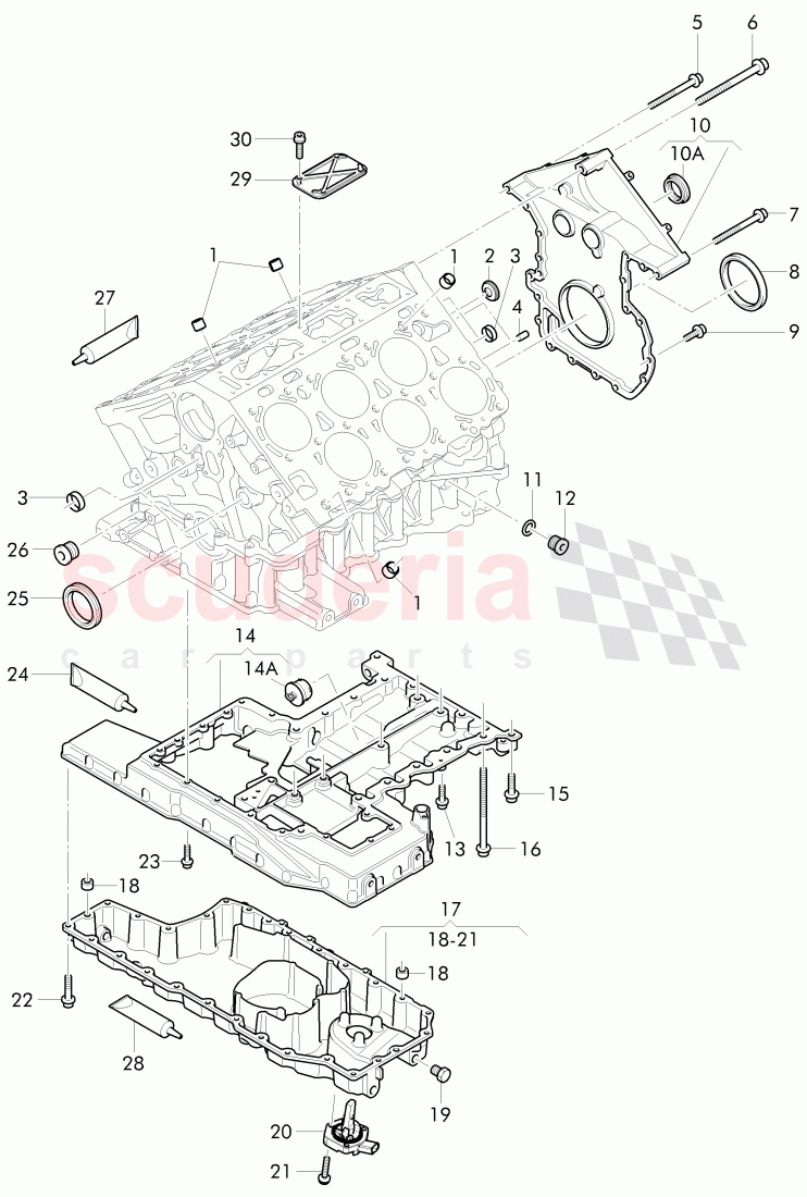 crankcase, oil pan, sealing flange of Bentley Bentley Continental Supersports (2017+)