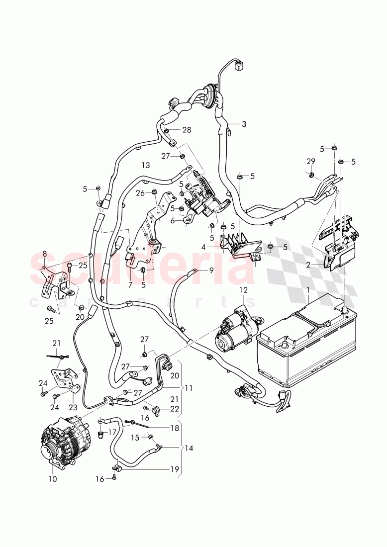 harness for battery +/- of Bentley Bentley Bentayga (2015+)