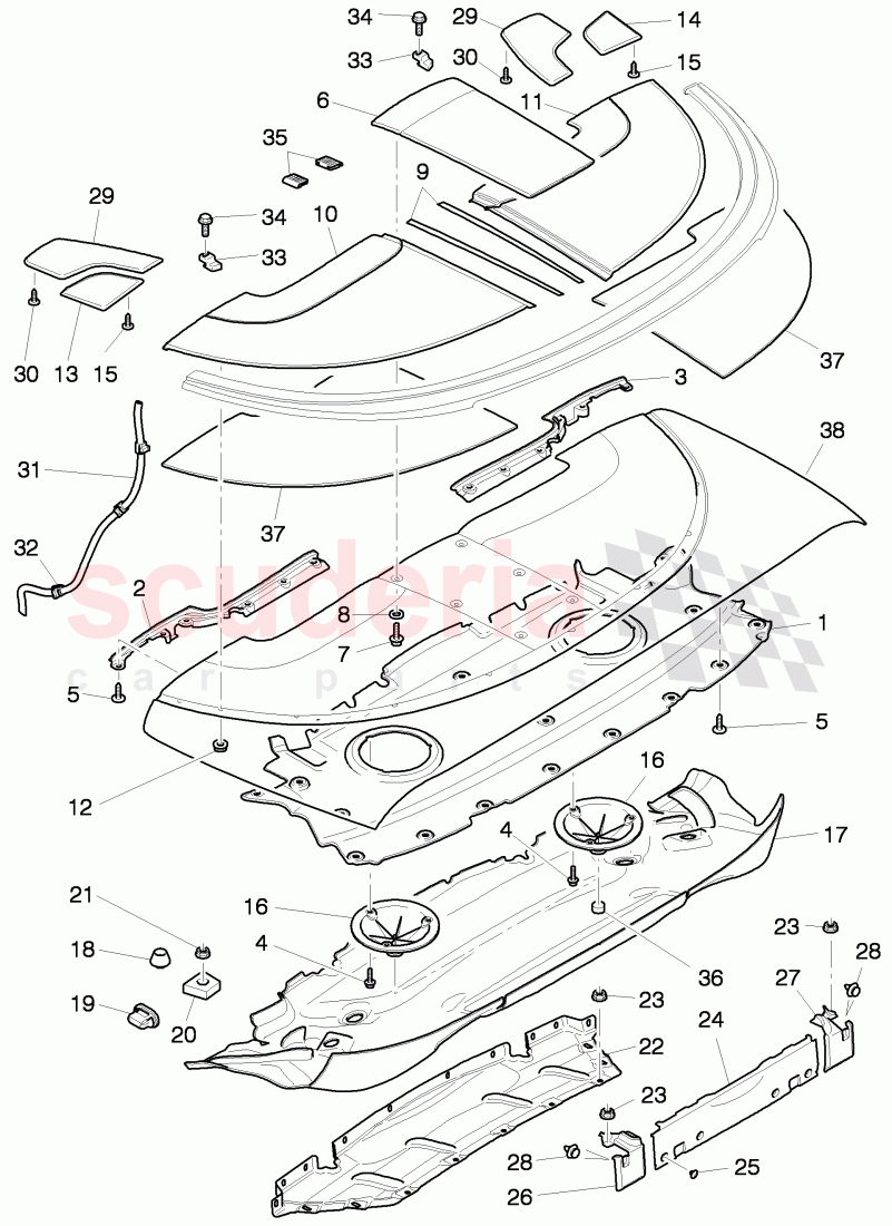 trim for parcel shelf, rear of Bentley Bentley Continental GTC (2006-2010)