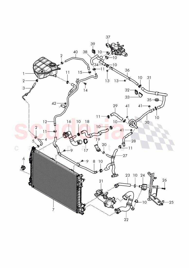 Coolant hoses and pipes, Engine bay, F >> 3W-F-044 095, F >> ZA-F-044 095 of Bentley Bentley Continental Flying Spur (2013+)