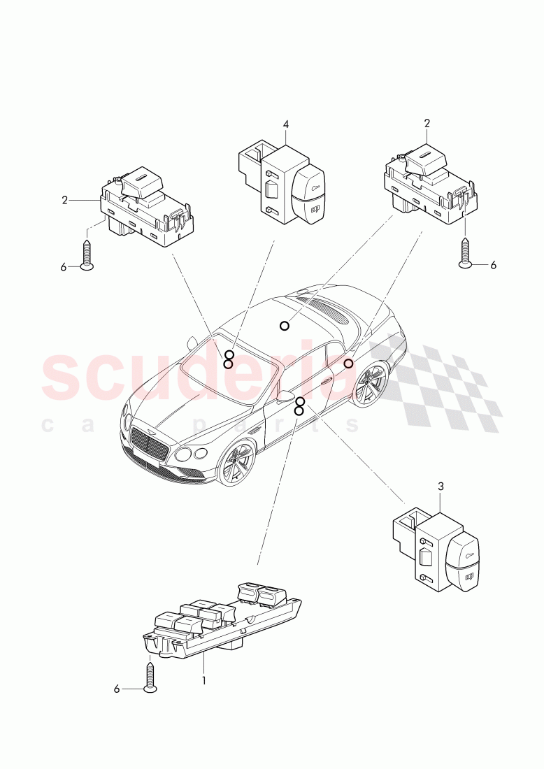 switches in door trim panel of Bentley Bentley Continental Supersports Convertible (2017+)