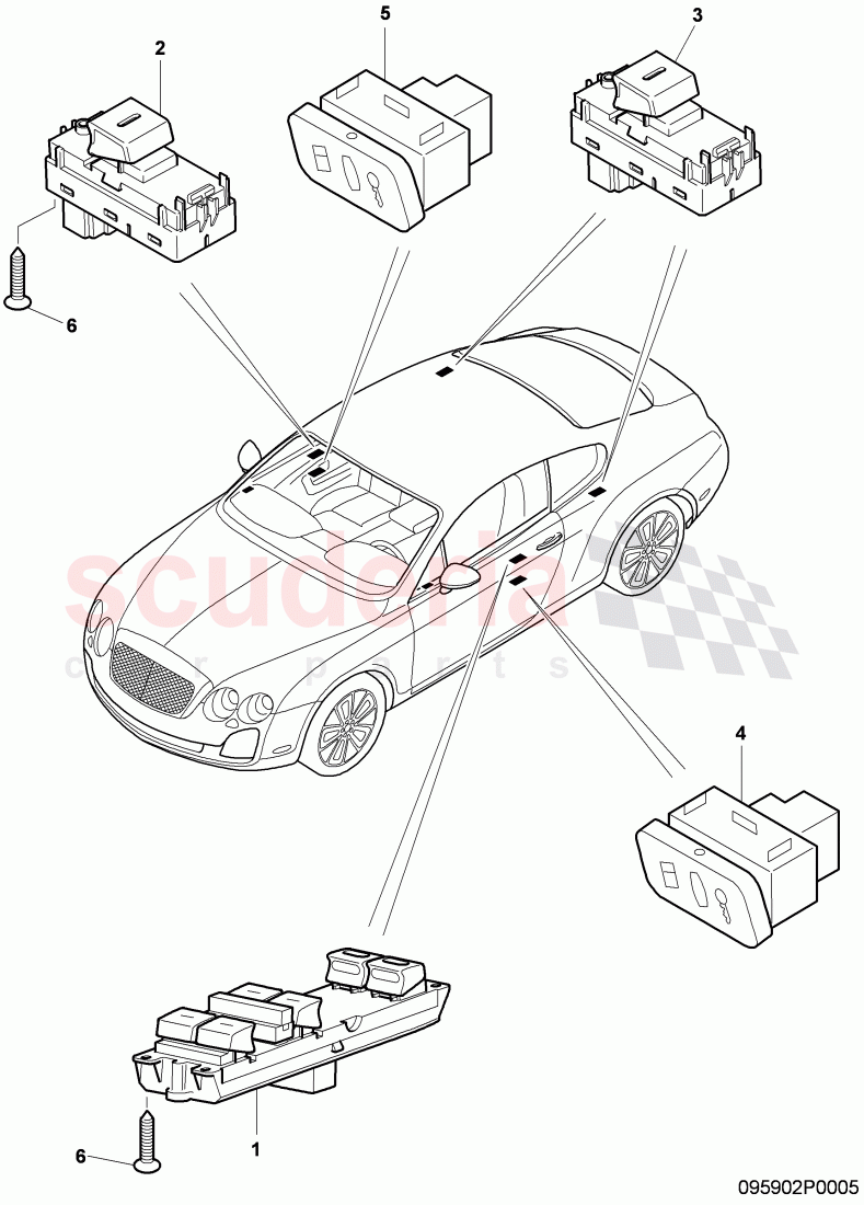 switches in door trim panel of Bentley Bentley Continental Supersports (2009-2011)