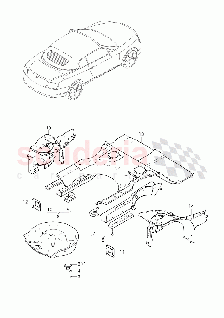 floor assembly, spare wheel well of Bentley Bentley Continental Supersports Convertible (2017+)