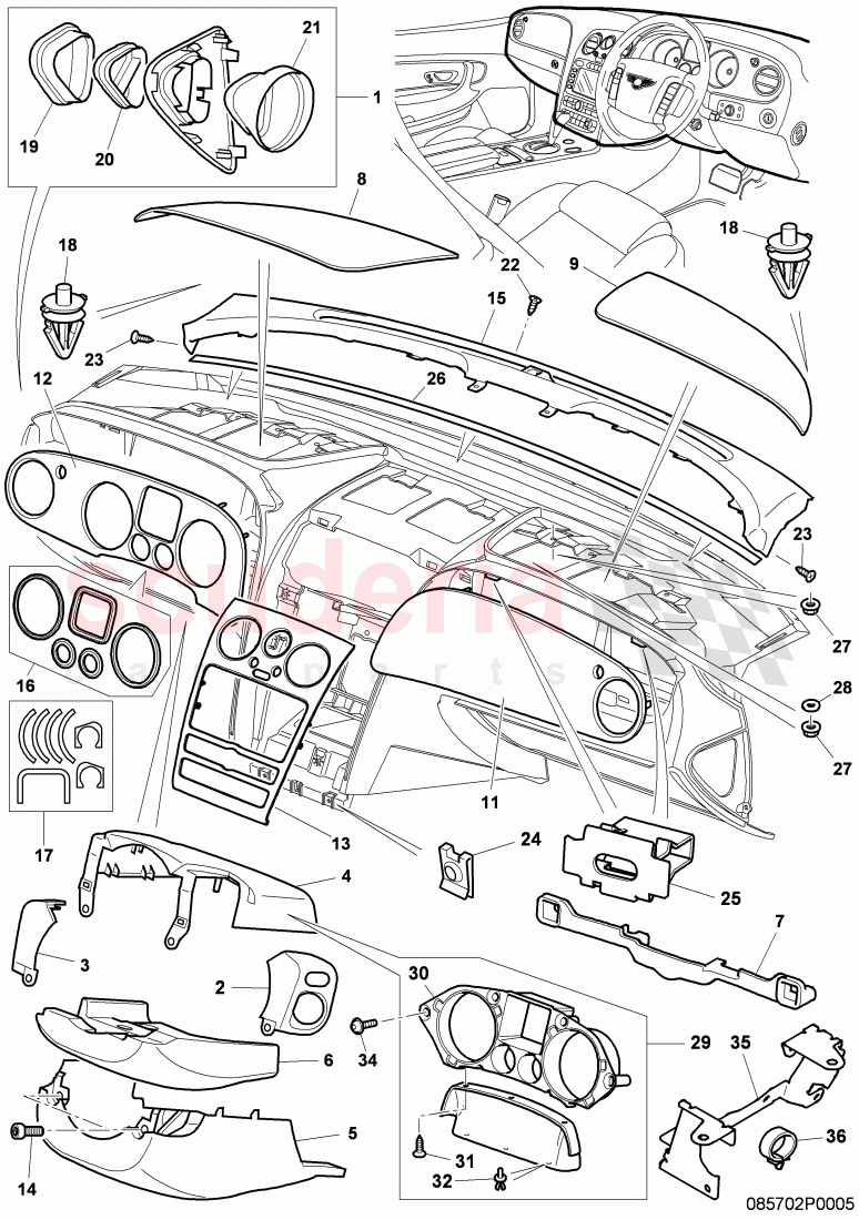 dashboard installation parts, D - MJ 2011>> of Bentley Bentley Continental GTC (2006-2010)