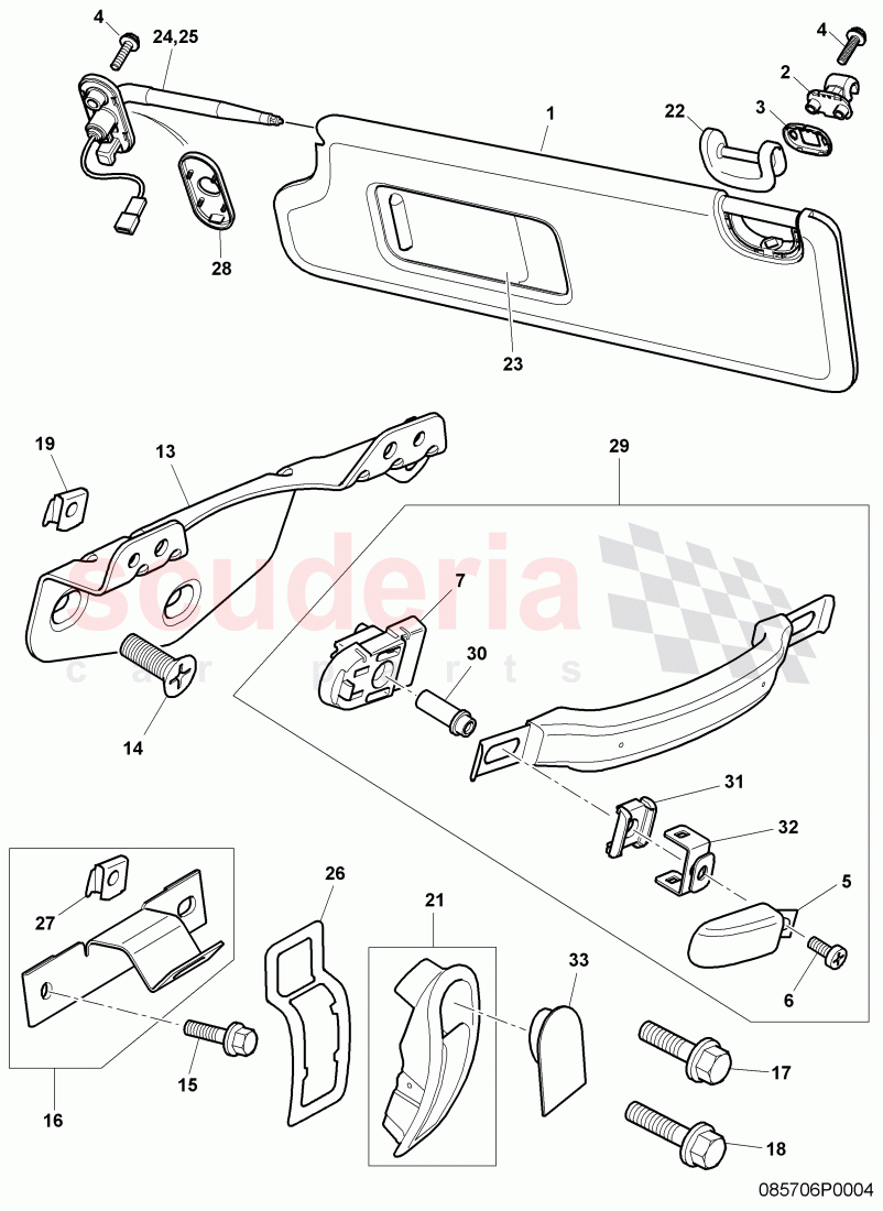 Grab Handle and Sun Visor, F 3W-6-038 568>>, F ZA-A-062 461>> of Bentley Bentley Continental GT (2003-2010)