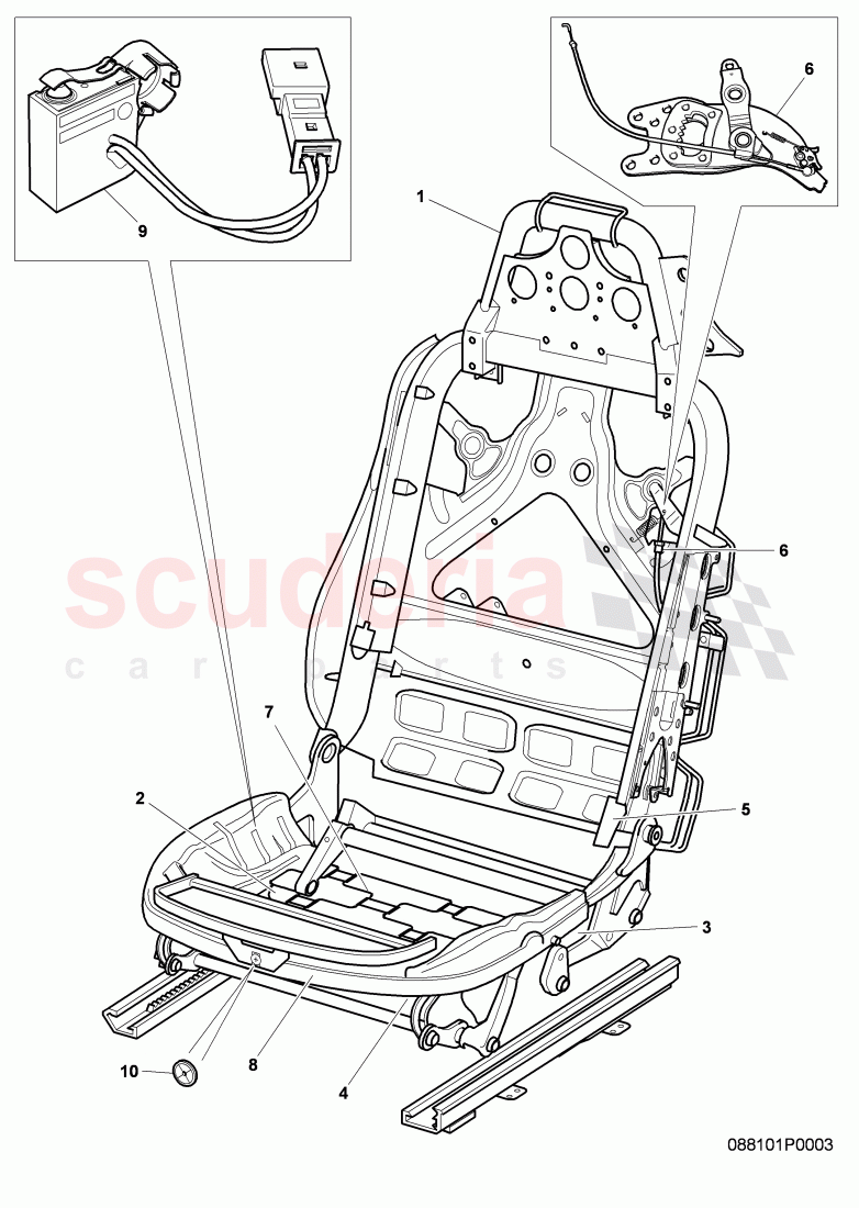 seat frame, D - MJ 2007>> of Bentley Bentley Continental GT (2003-2010)