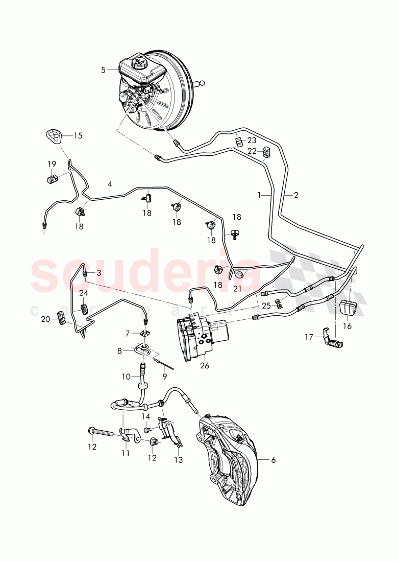 brake line, brake hose, holder for brake line of Bentley Bentley Bentayga (2015+)