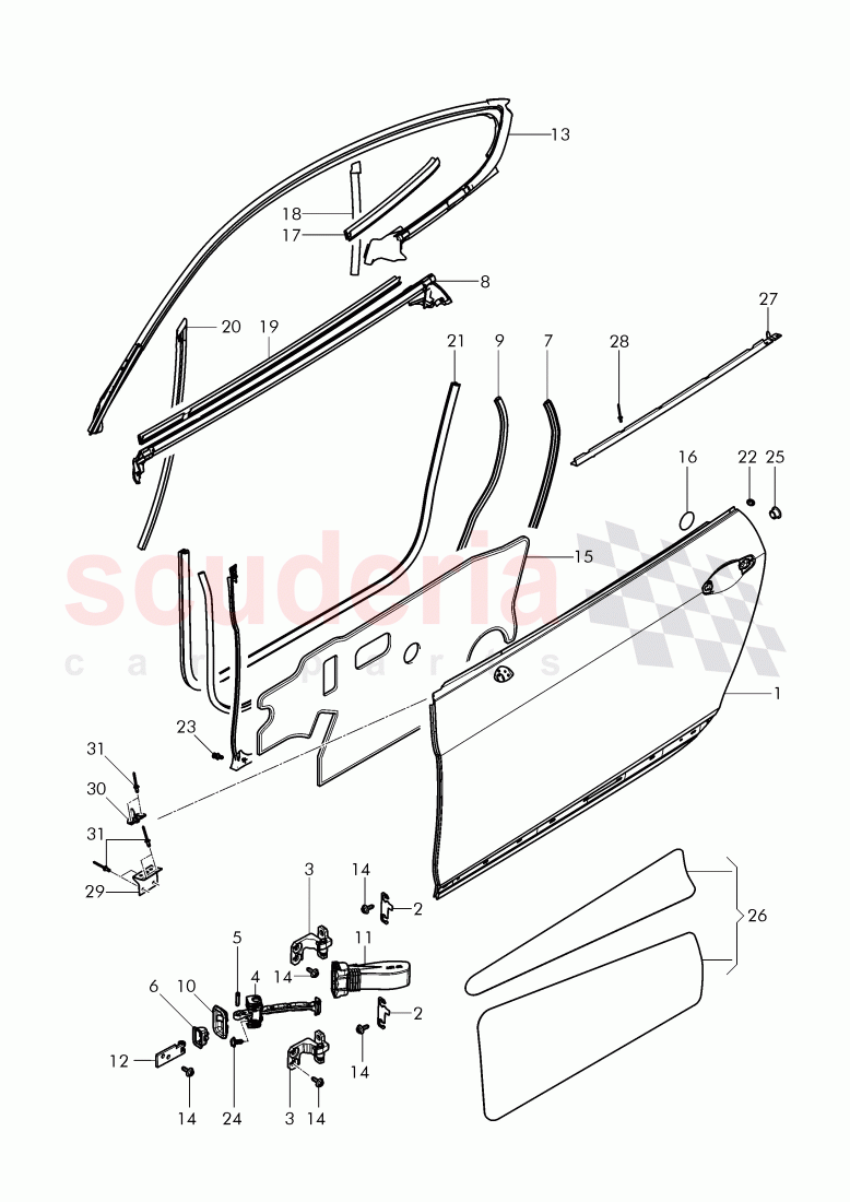 doors, window slot seal, door seal of Bentley Bentley Continental GT (2011-2018)