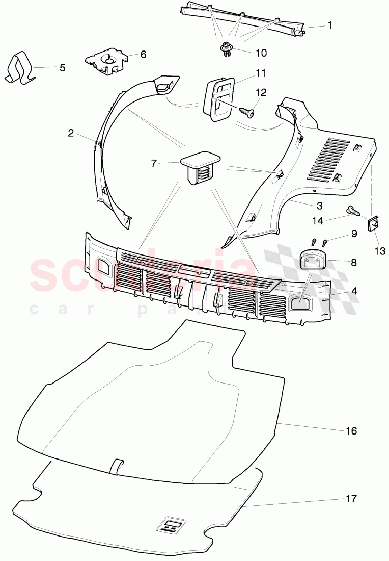 boot lining, F >> 3W-D-095 959, F >> ZA-D-095 959 of Bentley Bentley Continental GTC (2011+)