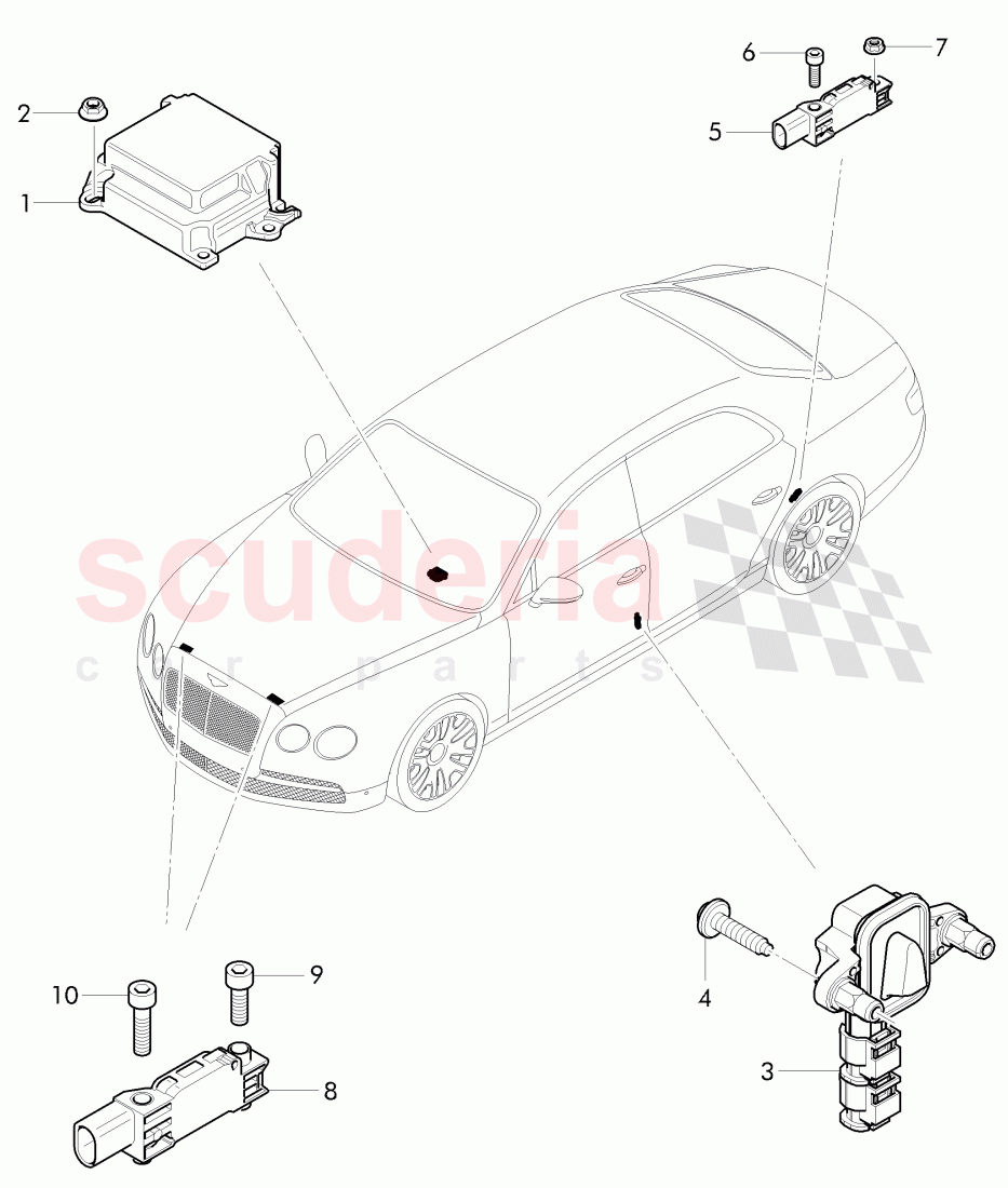 air bag control module, D - MJ 2015>> of Bentley Bentley Continental Flying Spur (2013+)