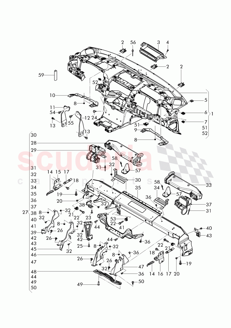 cross member for dashbord, dashboard carrier of Bentley Bentley Continental GT (2011-2018)