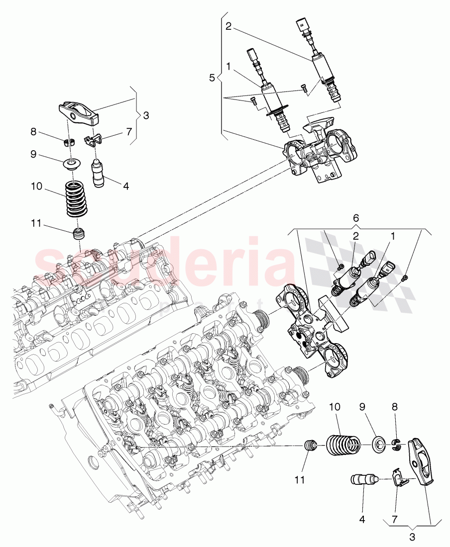 solenoid valve, camshaft adjuster unit, cam follower, roller rocker arm of Bentley Bentley Continental GTC (2011+)