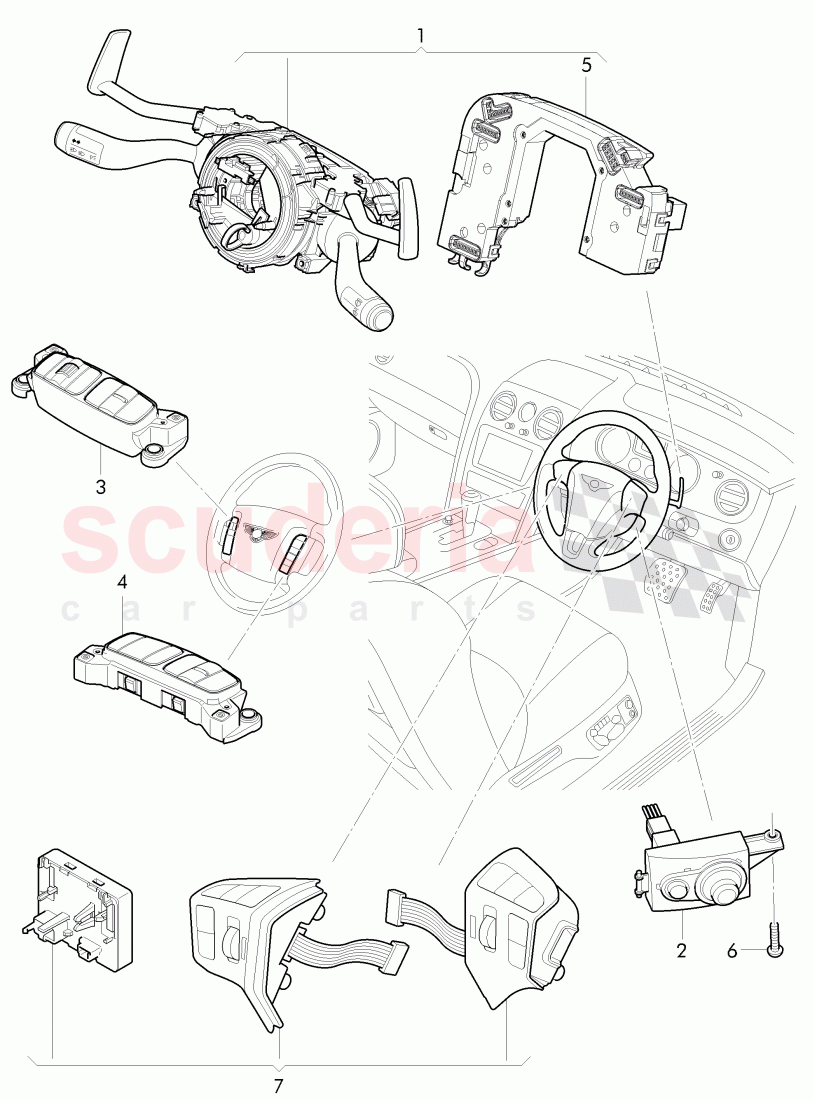 steering column switch, and trim of Bentley Bentley Continental Flying Spur (2013+)