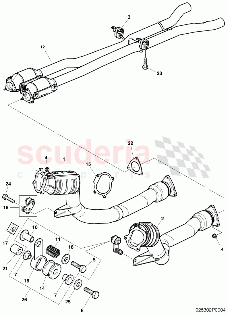 front catalyst, exhaust pipe with catalyst, exhaust pipe, D >> - MJ 2010 of Bentley Bentley Continental GTC (2006-2010)