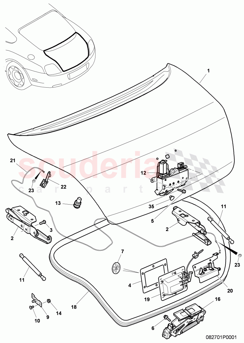 rear trunk lid, D >> - MJ 2005 of Bentley Bentley Continental GT (2003-2010)