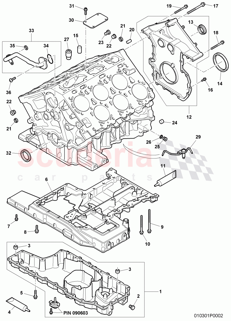 crankcase, oil pan, sealing flange, D >> - MJ 2005 of Bentley Bentley Continental GT (2003-2010)