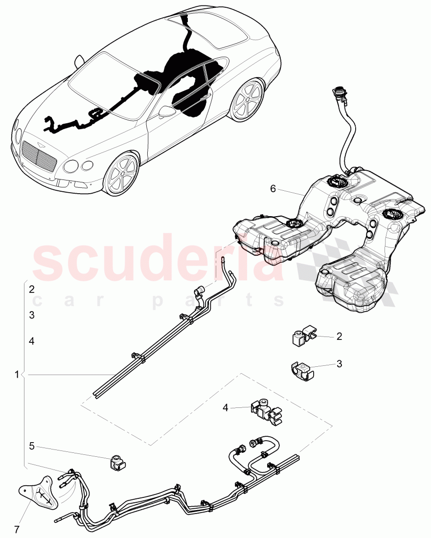 1 set of fuel lines, clip, F >> 3W-D-082 508, F >> ZA-D-082 508 of Bentley Bentley Continental GT (2011-2018)