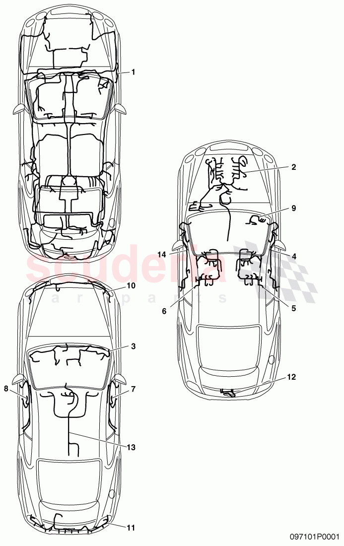 wiring harnesses, F 3W-4-020 001>> 3W-8-059 518 of Bentley Bentley Continental GT (2003-2010)