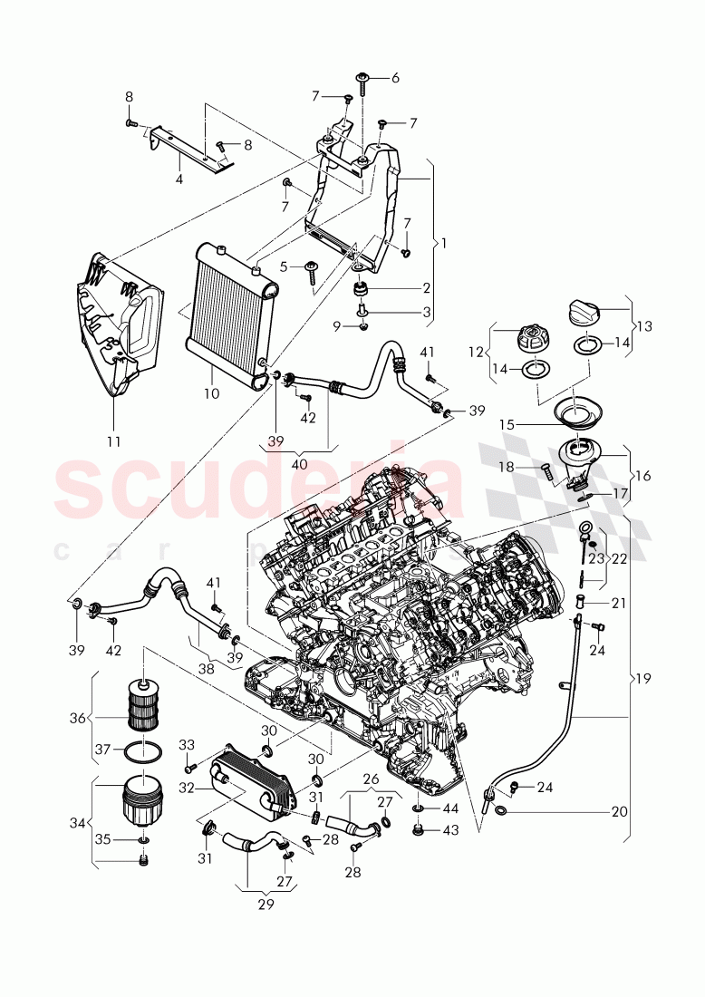 oil dipstick with tube, oil filter, oil cooler, D - MJ 2015>> of Bentley Bentley Continental GT (2011-2018)