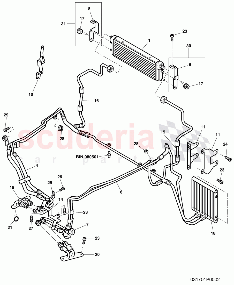 oil pressure line for gear oil cooling, Gear oil cooler, F 3W-6-030 929>> 3W-7-041 092 of Bentley Bentley Continental Flying Spur (2006-2012)