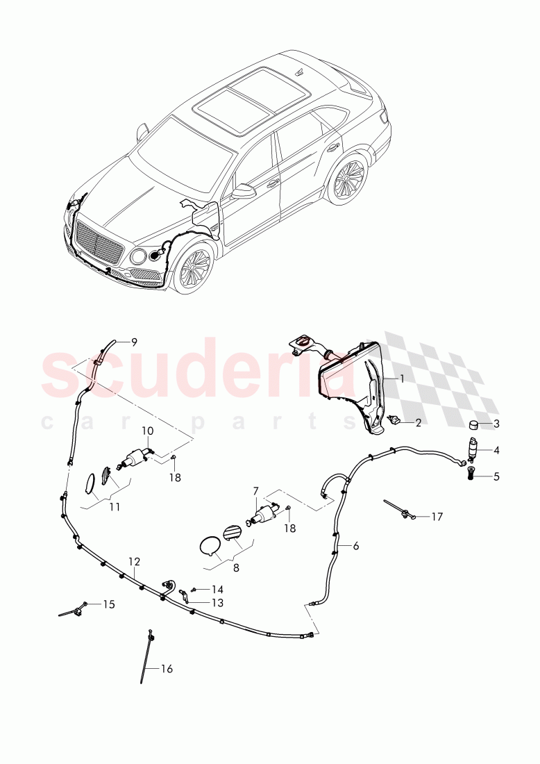 headlight washer system of Bentley Bentley Bentayga (2015+)