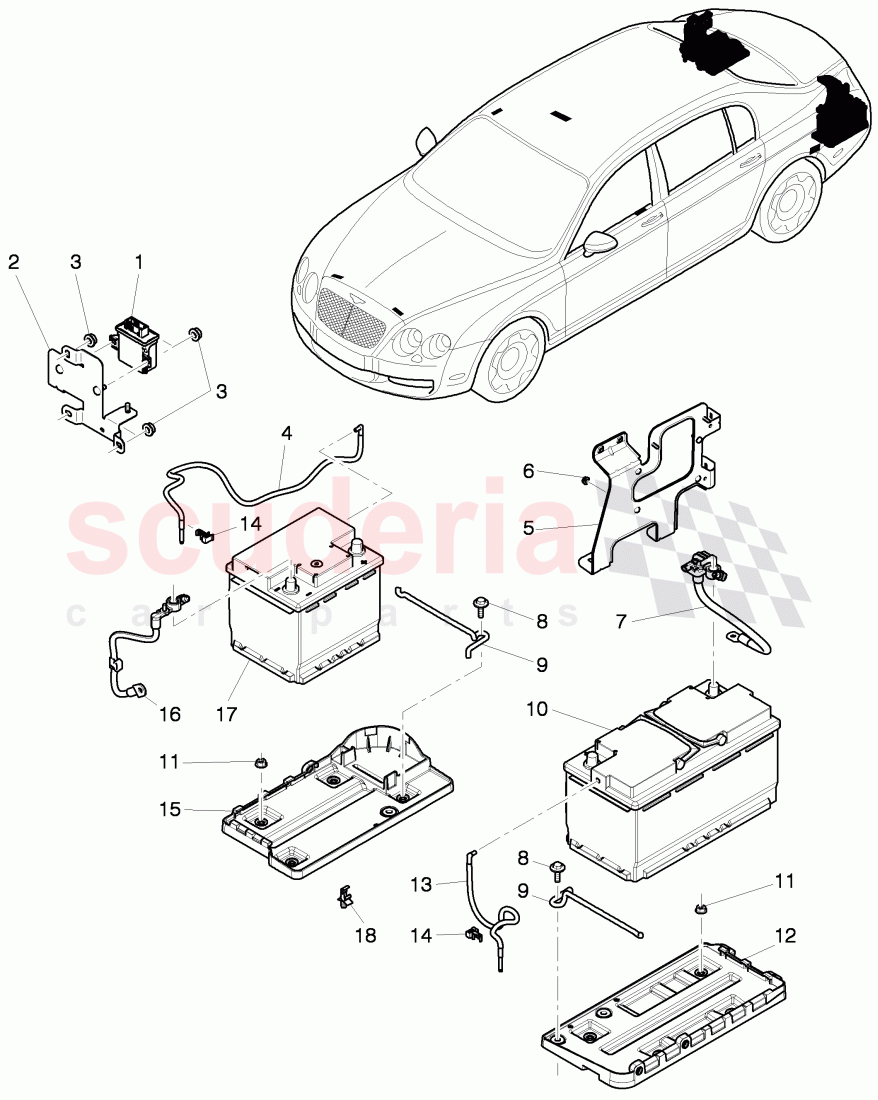 battery, battery mounting, Control unit for battery, monitoring, D - MJ 2012>> of Bentley Bentley Continental Flying Spur (2006-2012)