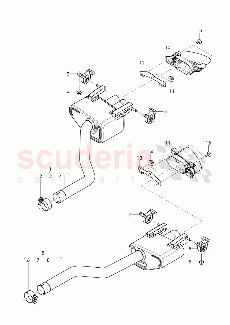 Exhaust muffler with exhaust flap, Exhaust pipe tips of Bentley Bentley Continental Supersports Convertible (2017+)