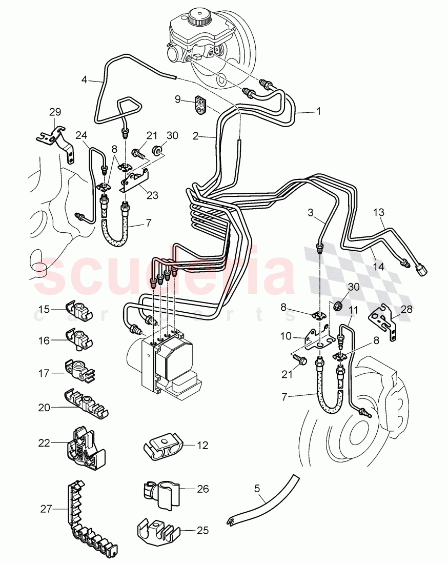 brake line, brake hose, 3W-8-052 847>> of Bentley Bentley Continental GTC (2006-2010)