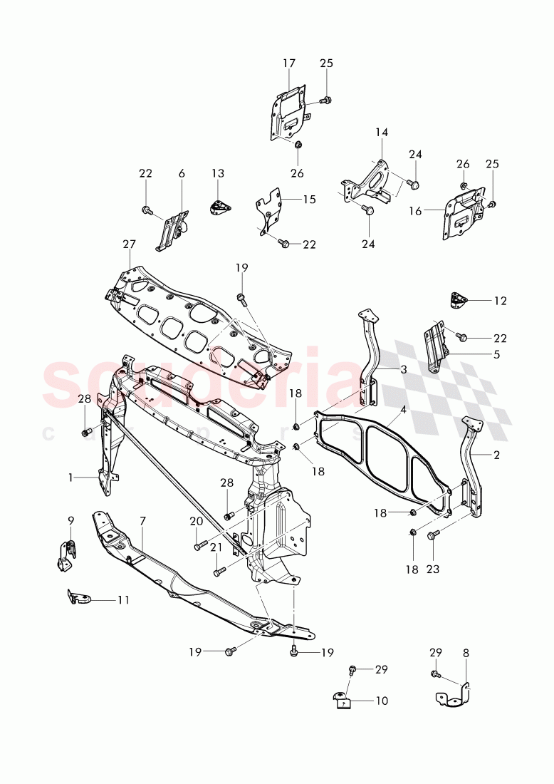 body shell, Front end, fasteners of Bentley Bentley Continental GT (2011-2018)