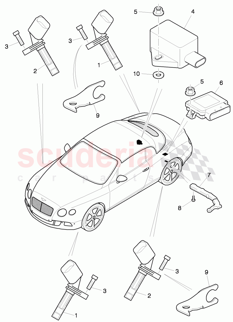 speed sensor with securing parts, control unit for electronic, stability programme -esp- of Bentley Bentley Continental GTC (2011+)