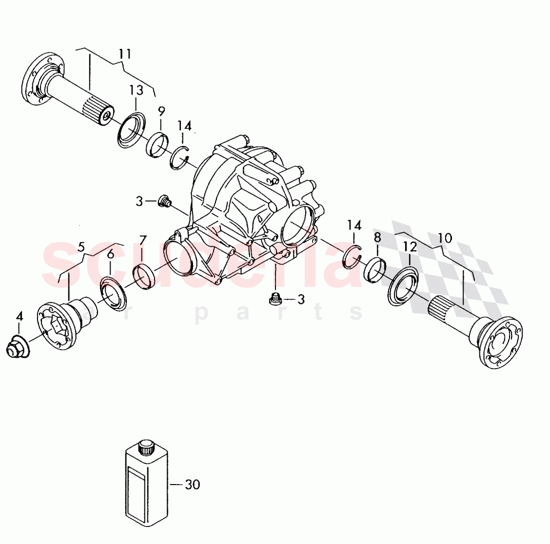 flange shaft, seal, for rear axle differential of Bentley Bentley Continental Flying Spur (2006-2012)