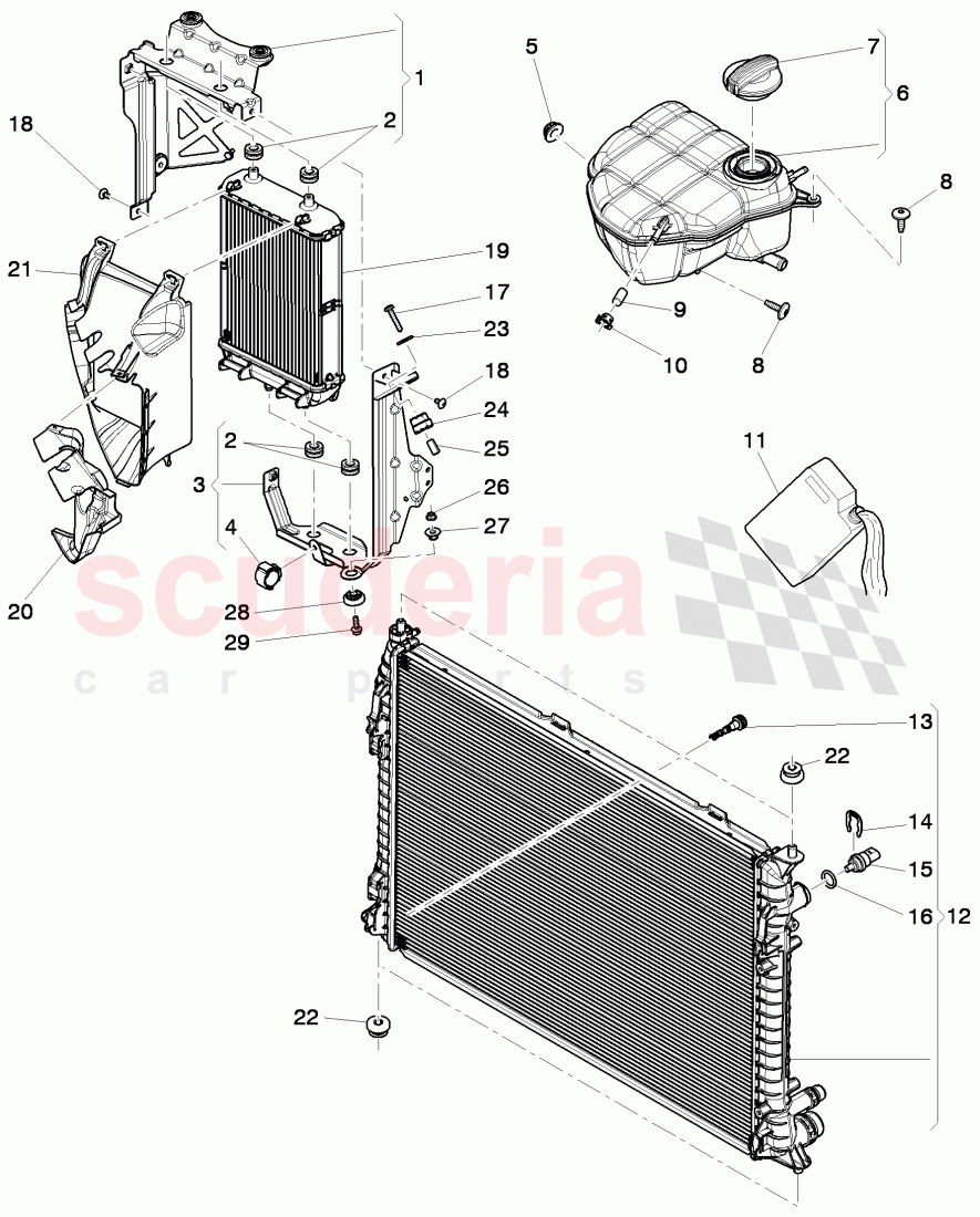 Coolant radiator, reservoir with attachment, parts, D >> - MJ 2014 of Bentley Bentley Continental GT (2011-2018)