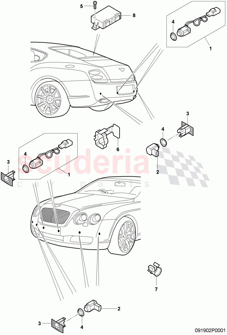 parking assist, F 3W-4-020 001>> 3W-8-059 518 of Bentley Bentley Continental GT (2003-2010)