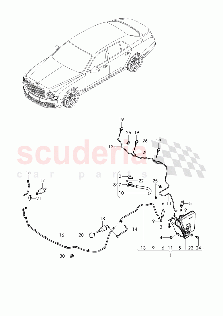 windshield washer unit, headlight washer system, D - MJ 2017>> of Bentley Bentley Mulsanne (2010+)