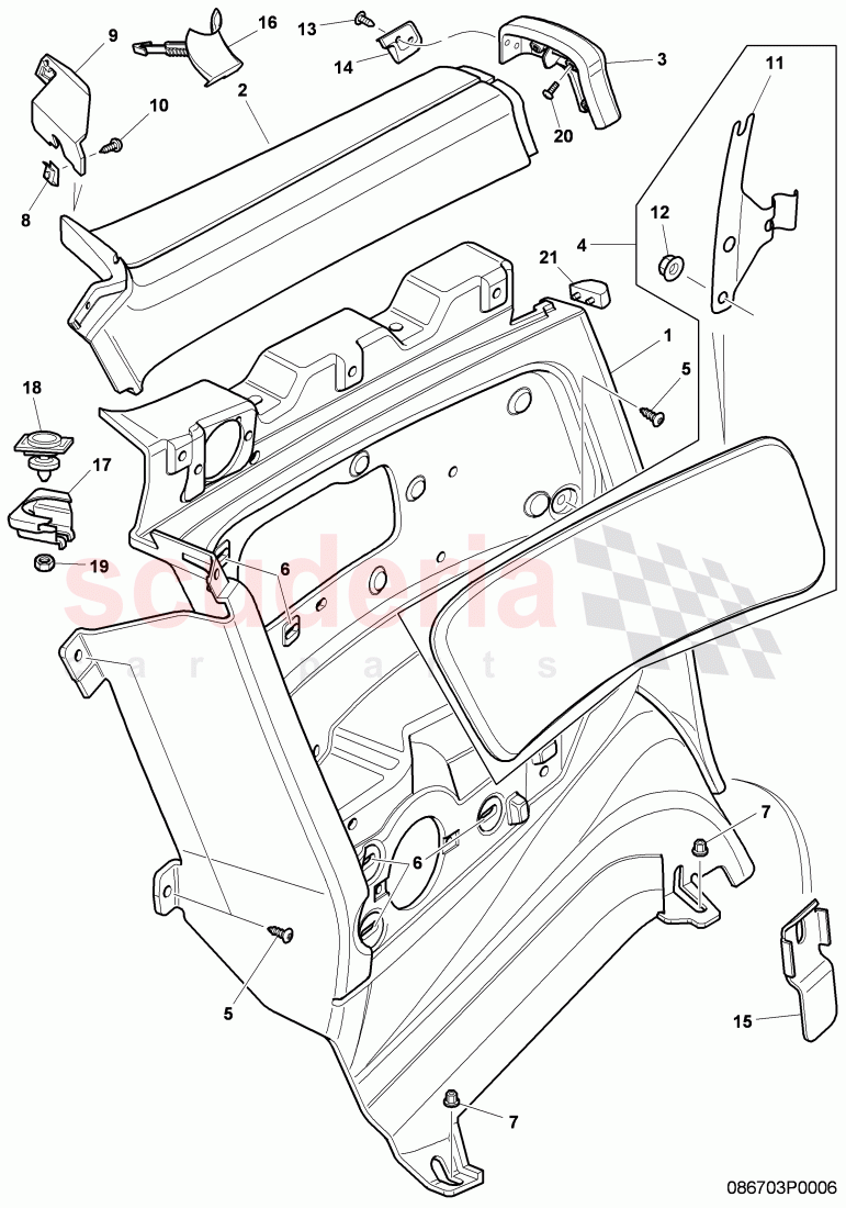 quarter trim panel, D - MJ 2007>> of Bentley Bentley Continental GT (2003-2010)