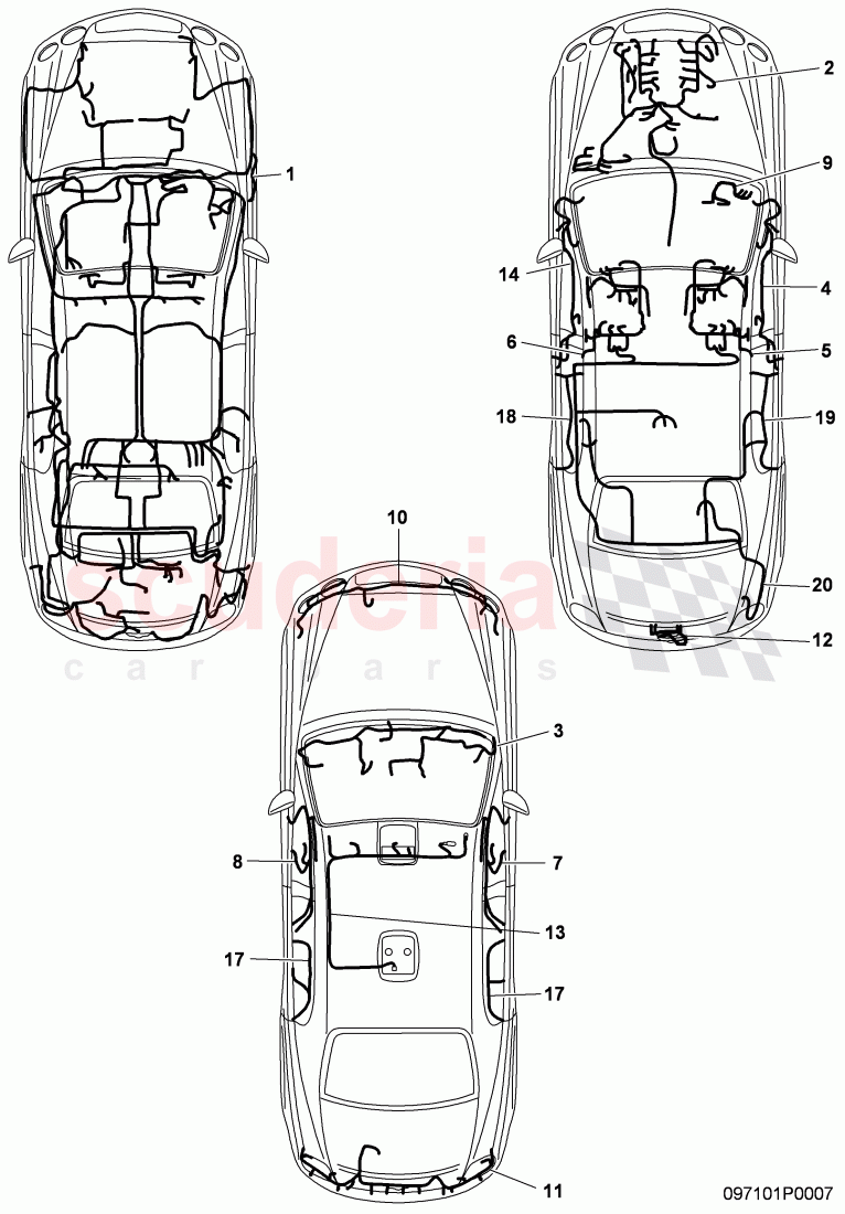 wiring harnesses, F 3W-8-052 846>> 3W-8-059 514 of Bentley Bentley Continental Flying Spur (2006-2012)