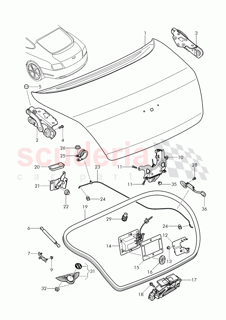 rear trunk lid, D >> - MJ 2014 of Bentley Bentley Continental GT (2011-2018)