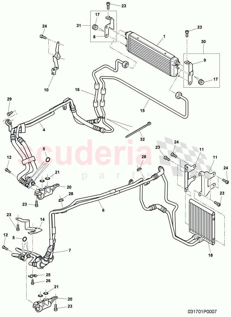 oil pressure line for gear oil cooling, Gear oil cooler, D - MJ 2008>>, F >> 3W-A-064 493, F >> ZA-A-064 493 of Bentley Bentley Continental Flying Spur (2006-2012)