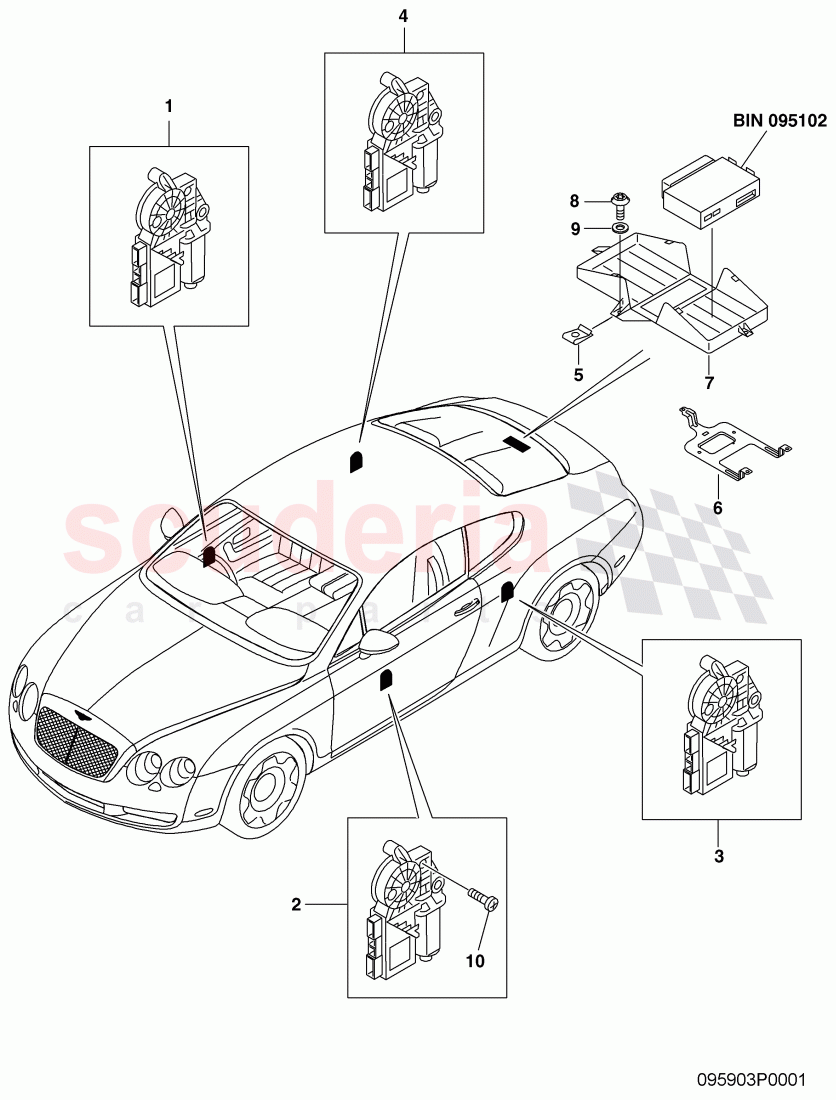 windows lifters, control module of Bentley Bentley Continental GT (2003-2010)