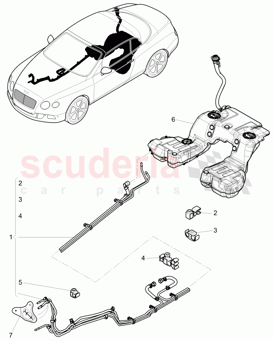 1 set of fuel lines, clip, D - MJ 2014>> - MJ 2014 of Bentley Bentley Continental GTC (2011+)