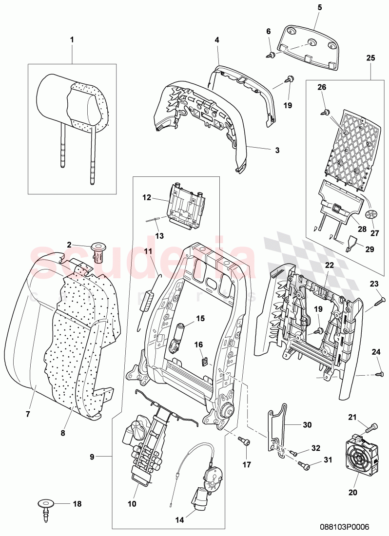 Seat Squab and Headrest, F 3W-7-044 954>> 3W-8-052 842 of Bentley Bentley Continental Flying Spur (2006-2012)