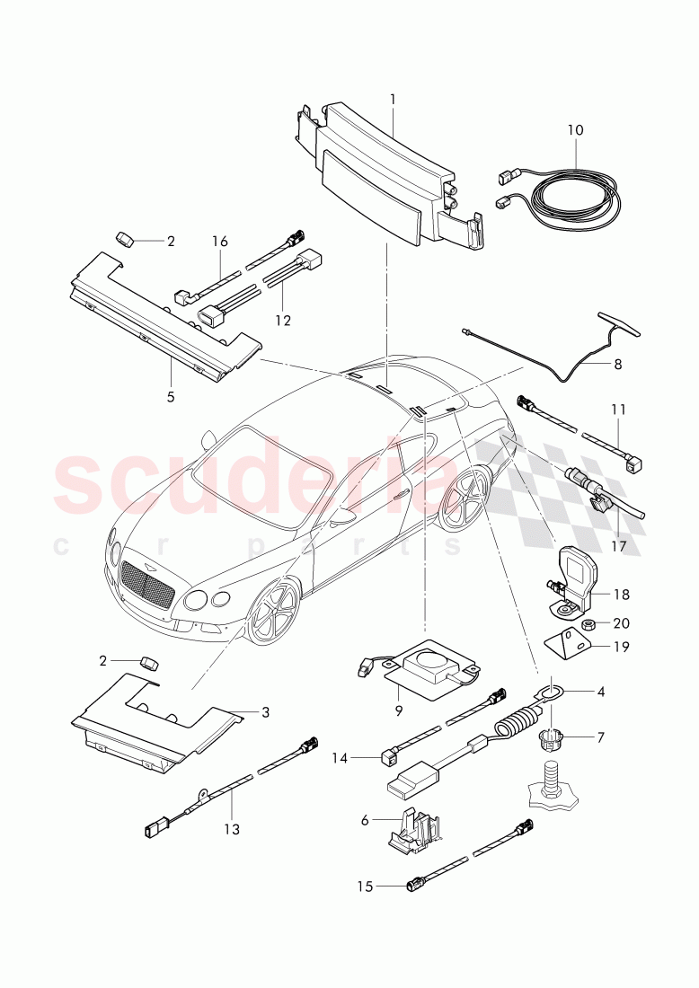 antenna, Infotainment system of Bentley Bentley Continental GT (2011-2018)