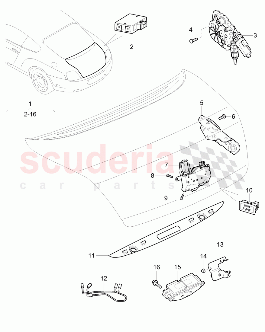 Original Accessories, Mechanism for boot, lid operation, D - MJ 2006>>, F >> 3W-A-066 879, F >> ZA-A-066 879 of Bentley Bentley Continental GT (2003-2010)