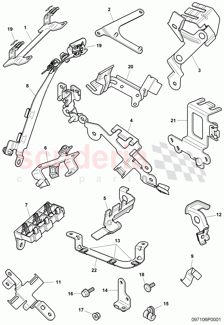 Cable holder and clamps for engines of Bentley Bentley Continental GT (2003-2010)