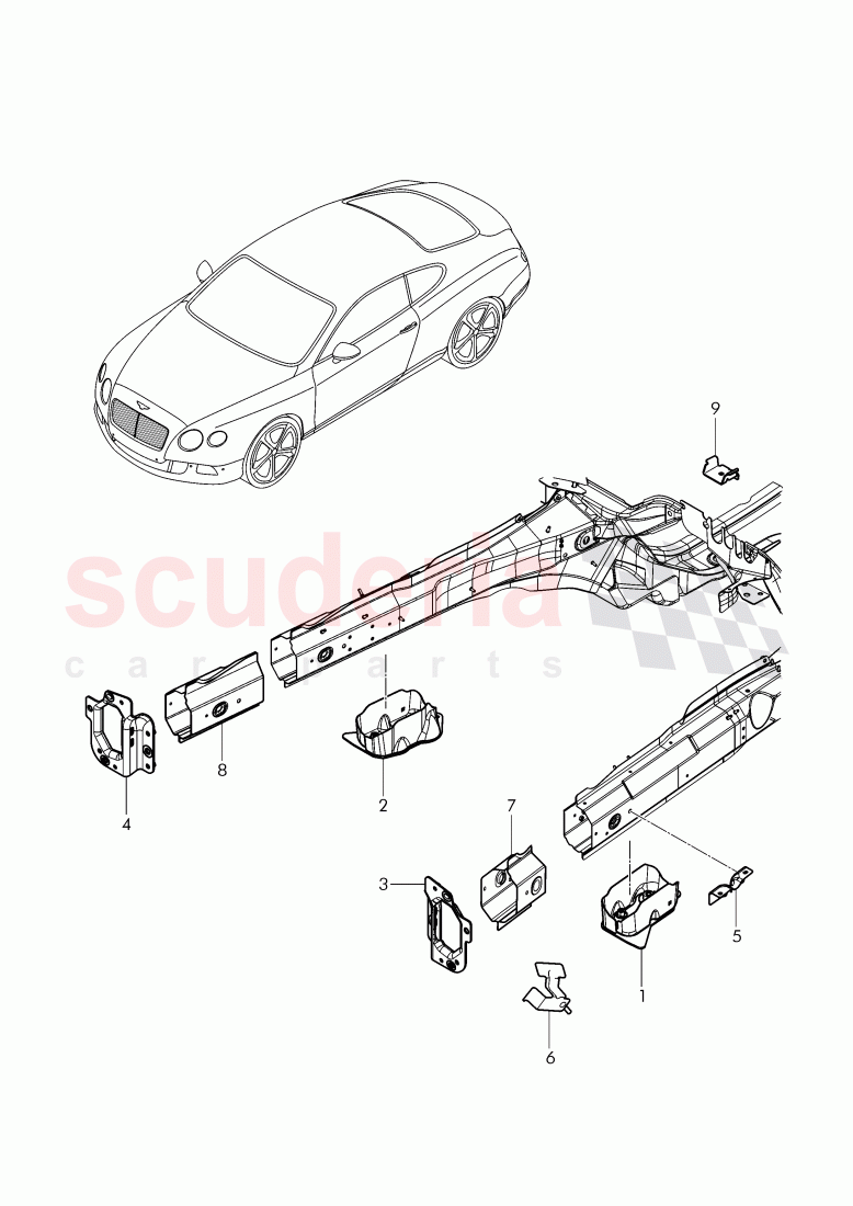 floor assembly, body front section of Bentley Bentley Continental GT (2011-2018)