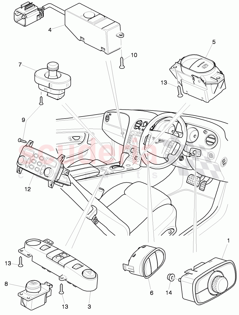 switches in dashboard, F 3W-C-070 491>>, F ZA-C-070 491>> of Bentley Bentley Continental Flying Spur (2006-2012)