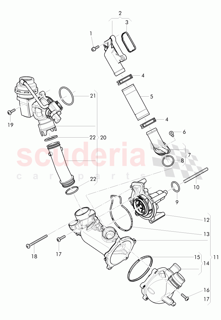 water pump, thermo valve, coolant adapter, D - MJ 2015>> of Bentley Bentley Continental GT (2011-2018)