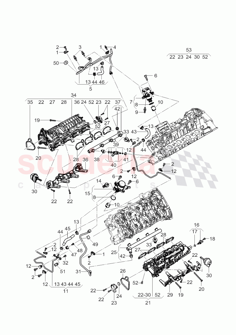 fuel pump, fuel rail, injection unit, elbow of Bentley Bentley Continental GT (2011-2018)